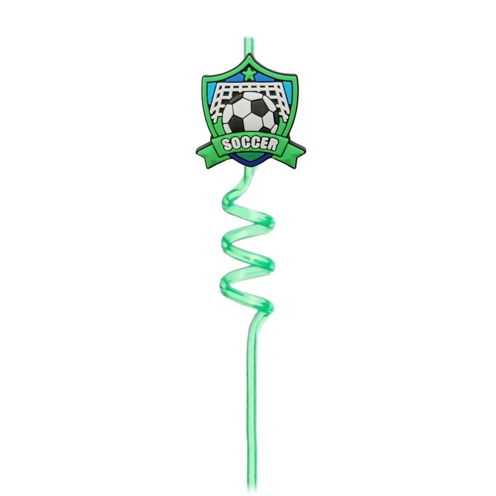 Reusable Spiral Straws with Soccer and Castle Topper for Parties and Everyday Use Pack of 1 Straws for Drinks and Celebrations