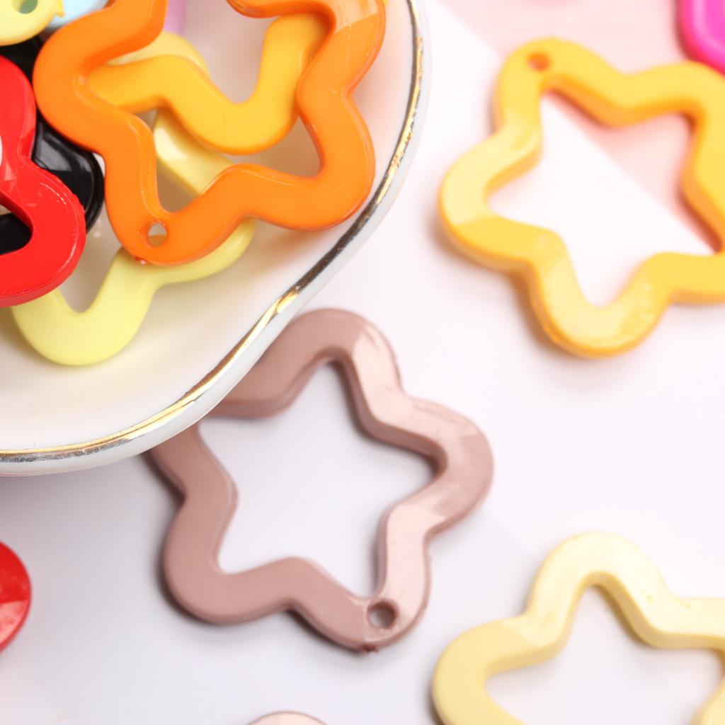 DIY Jewelry Material 40Pcs Acrylic Fashion Candy Color Pendants Pentagram Pendant 30mm for Necklace Earrings Making  Accessories