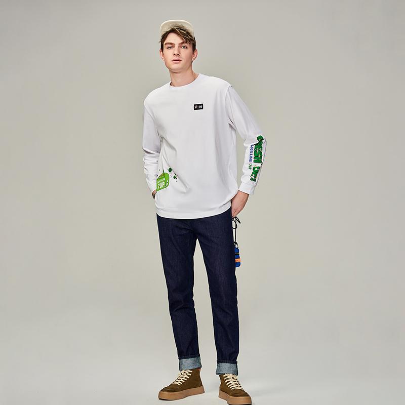X 7 Up Collaboration SS23 Comfortable Round Neck Printed Long Sleeve T-Shirt Men Tops White LMT0053623RX00FK14000