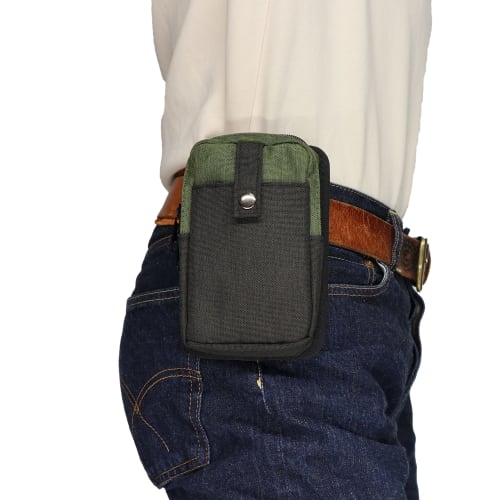 Kawasumi Manufacturing Multifunctional Work Pouch with 2-Way Belt Loop and Carabiner, WK-03KH, Khaki