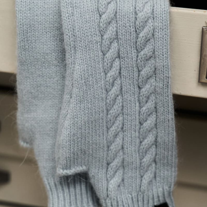 Ouie Wool Blend Cable Long Warmer Baby Blue OU1434