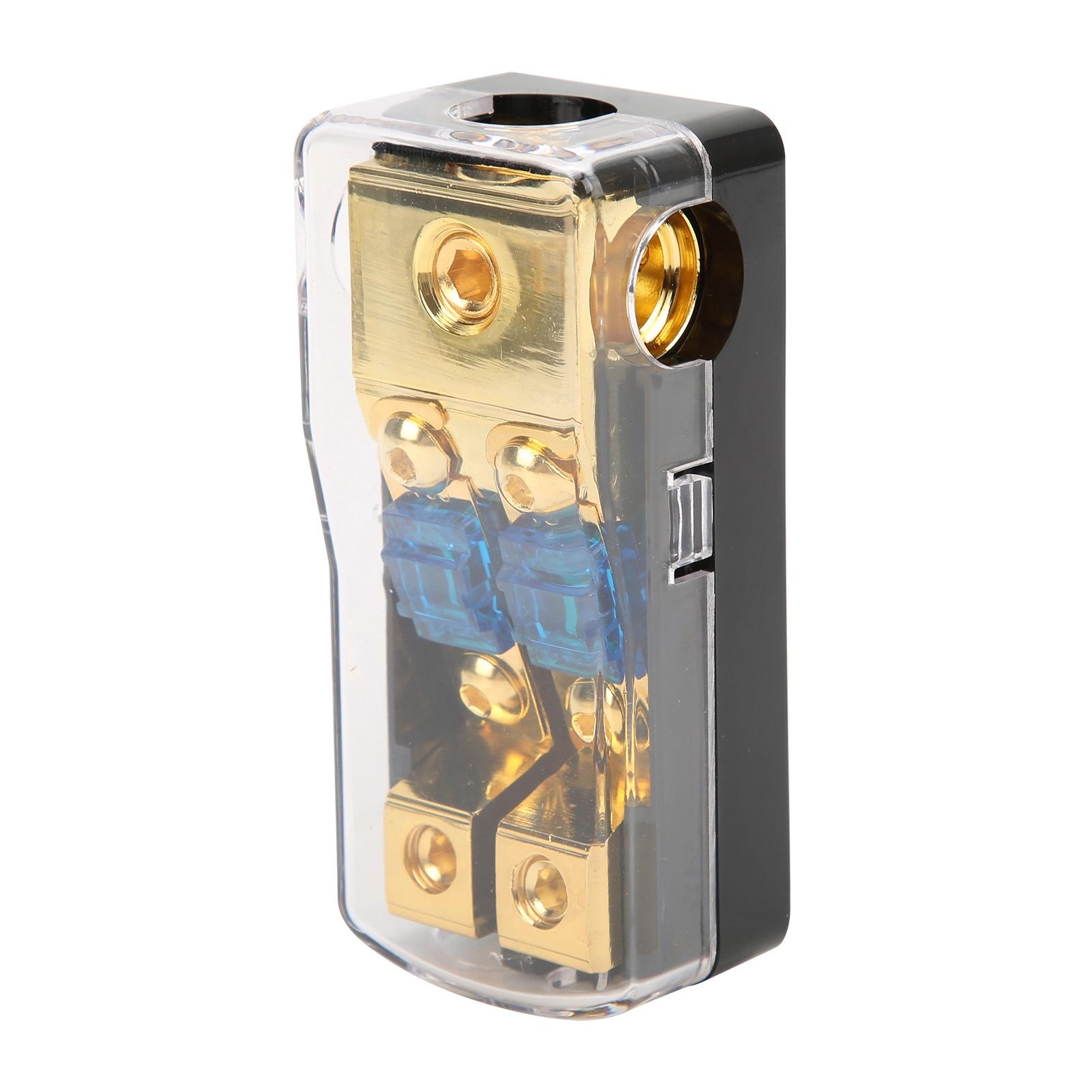 60A Power Distribution Block 1 in 2 Way Out Car Audio Splitter Copper Ground Fuse Holder metal+ABS