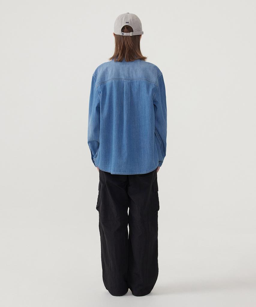 COVERNAT WOMAN Pocket Denim Shirt Blue