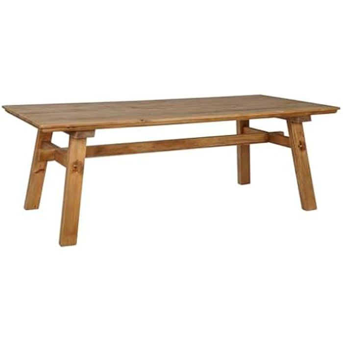 Table de Salle à Manger - HOME ESPRIT - Marron Naturel - Bois Massif - 220 x 100 cm - Rectangulaire