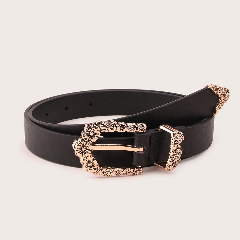 

Elegant Vintage Flower Pattern Belt Set For Women With Alloy Buckles