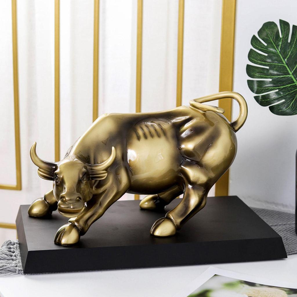 Bull Sculpture Modern with Base for Office Decoration Home Decor Room 40cmx23cmx26cm