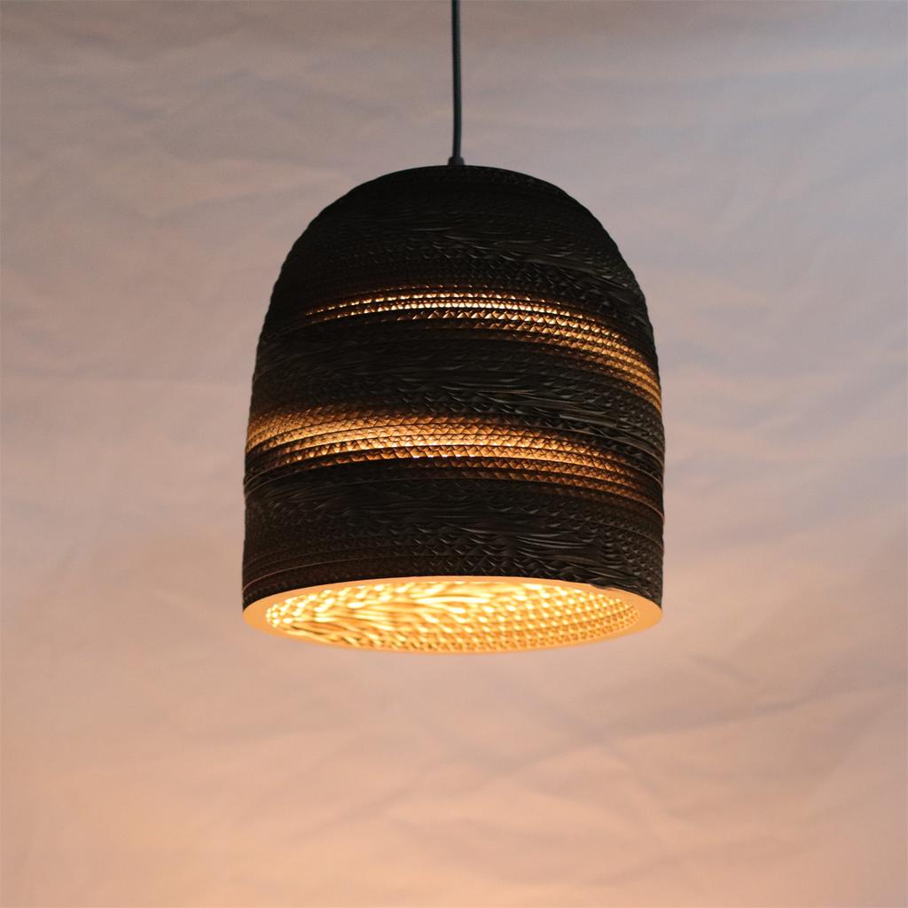 Vintage Nordic Corrugated Paper Round Shade Cord E27 Hanging Lamp Indoor Decoration Brown Pendant Light Fixture Restaurant