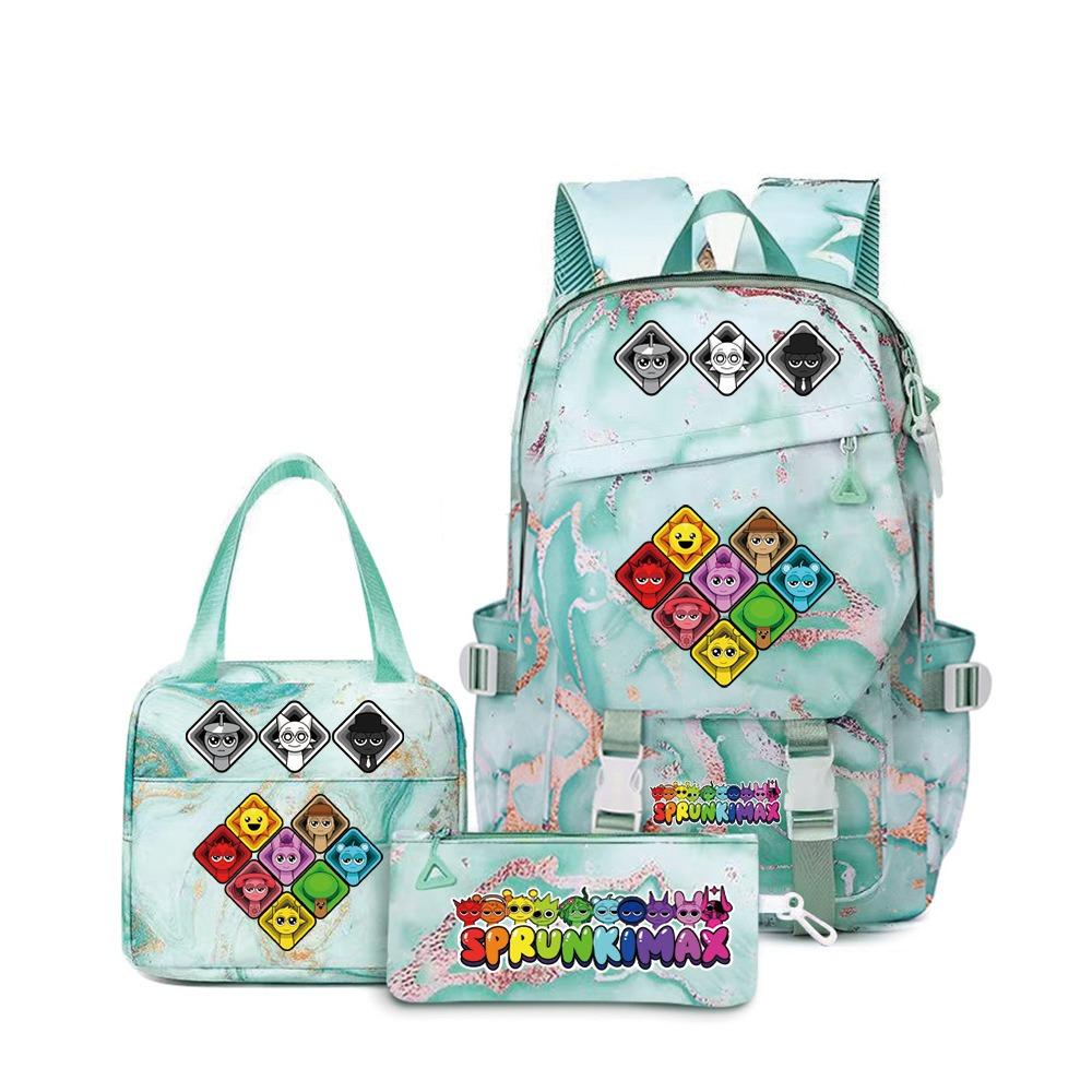 SprunkiPlush Rhythm Box School Bag Student Large Capacity Storage Backpack Backpack Three-piece Set L