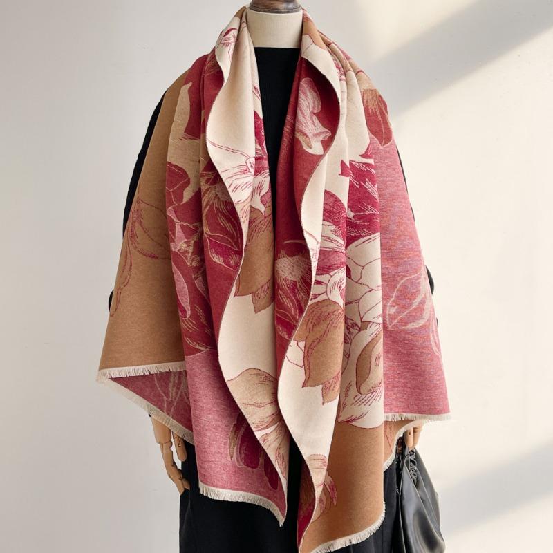 Women S Jacquard Faux Cashmere Scarf Winter Warm Thick Versatile Shawl