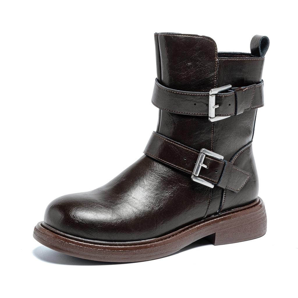 Martin Boots Women's Autumn and Winter New Velvet Thick-soled Heightening Thin Boots Versatile Short Boots