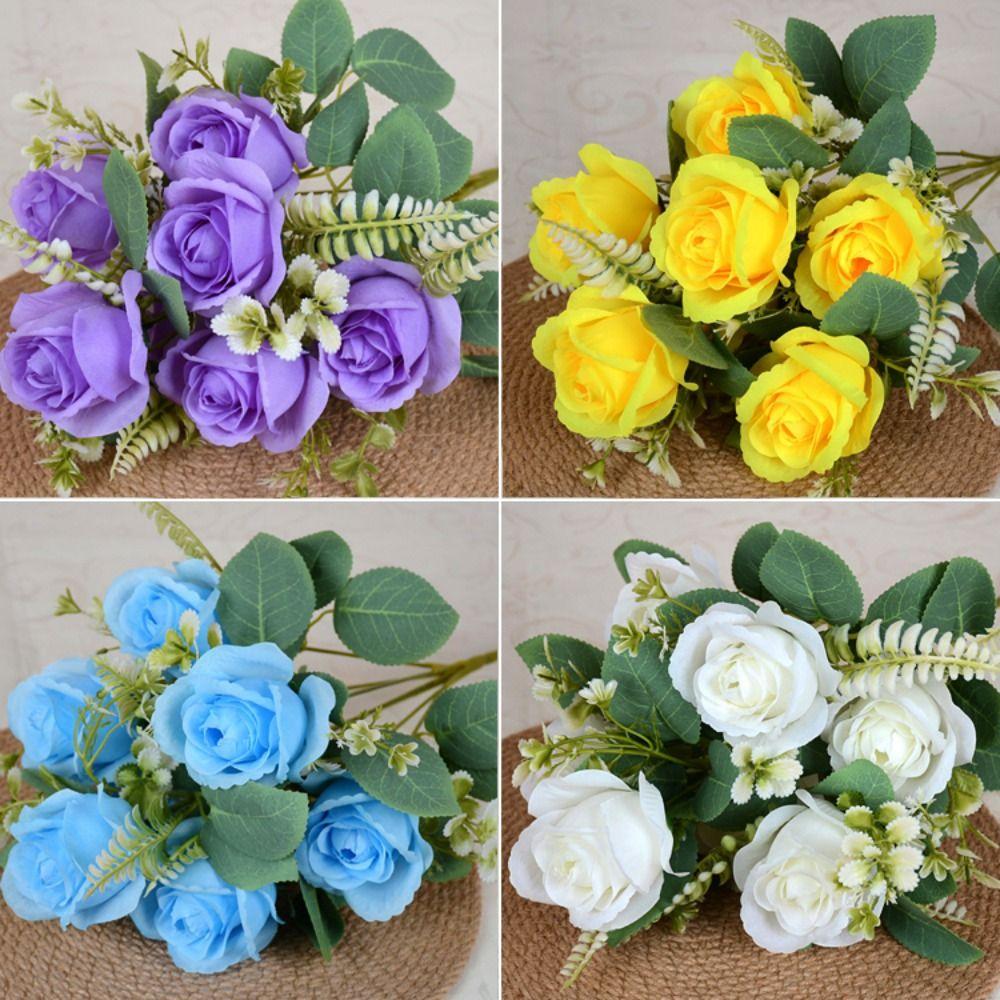 7 Heads Real Happy Flower Mini Crystal Grass Bouquet New Valentine's Day Flowers  Home Decorative