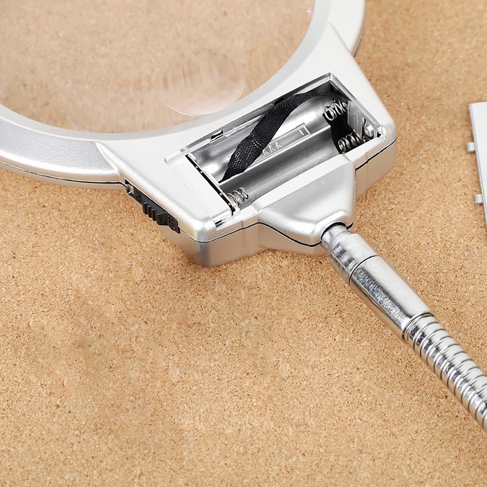 

Flexible Hands Free Magnifying Glass Desk Lamp Bright LED Lighted Magnifier with Clamp for Reading Cross Stitch білий