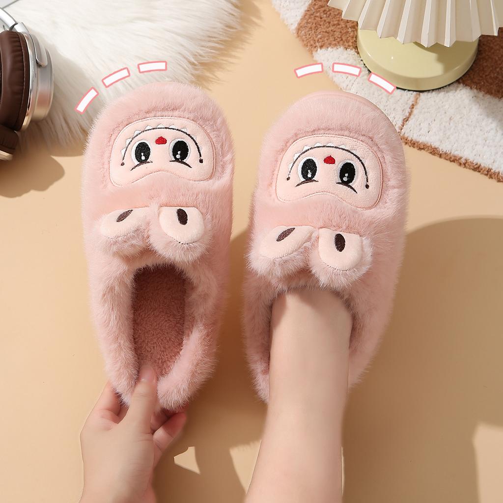 Winter Warm Lovely Frog Cotton Slippers Student Anti Slip Animals Home Platform Plush Slipper Women Funny Outdoor Shoes