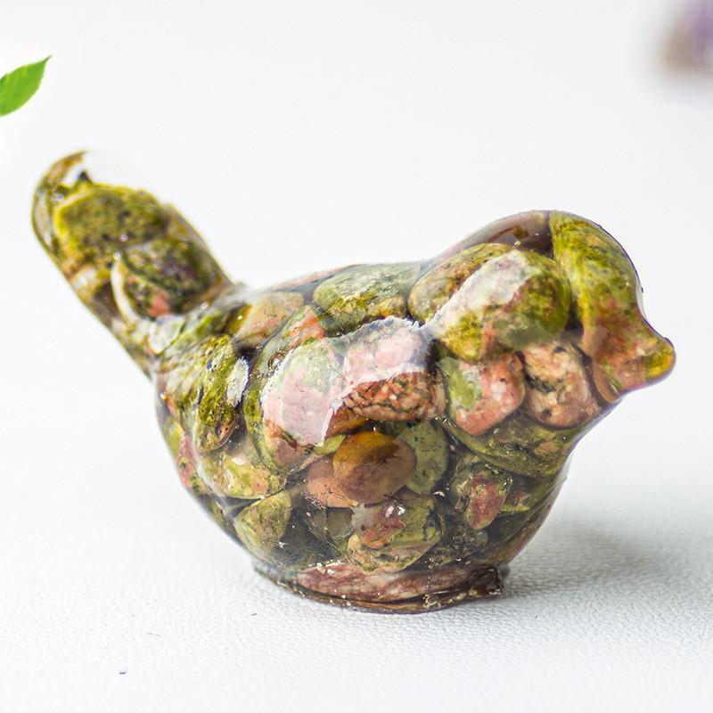 Resin Crystal Bird Figurine With Natural Waterstone For Home Office Decor Gift For Friends