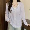 Navava Women Thin Striped Long Sleeve Hoodie Zip Up Nc384