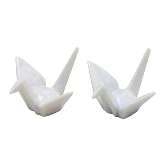 Kyo-yaki Kiyomizu-yaki Chopstick Rests, Pair, Set of 2, Approx. 5cm, Origami Crane, Flower Crystal Purple / Pink, Made in Japan KMG-301, Porcelain