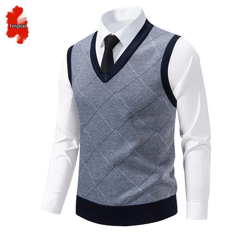 Men s Warm Diamond Knit V-Neck Vest 120/2XL