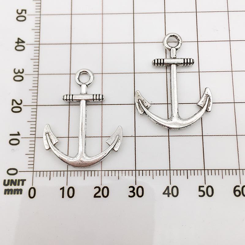 Vintage Antique Silver Anchor Charm Pendant for DIY Jewelry - 1 Piece