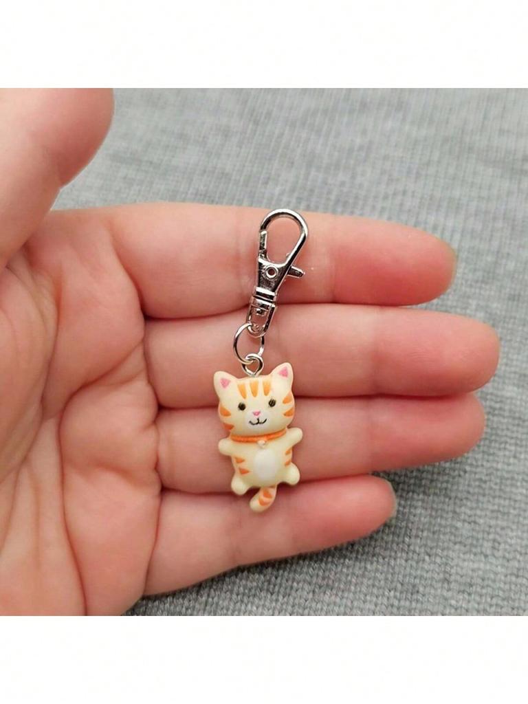 7Pcs Cat Keychain For Men And Women Cartoon Accessories Durable Keyring With Lobster Clasp Decorative Gift For Bags Car Keys