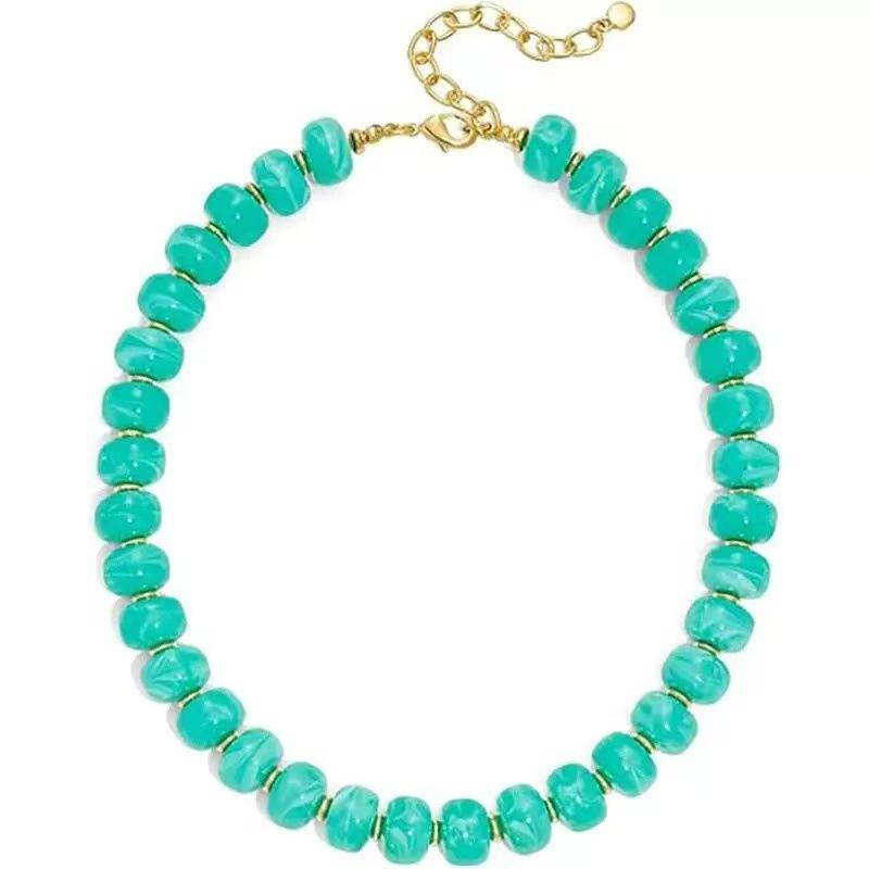 1Pcs Chunky Summer Beach Statement Jewelry Gifts Boho Colorful Acrylic Beaded Choker Necklace For Women