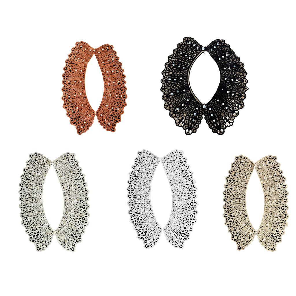 Elegant Lace Collar with Pearls Fashionable Women Collar Retros Neck Accessory for Fashionable Women