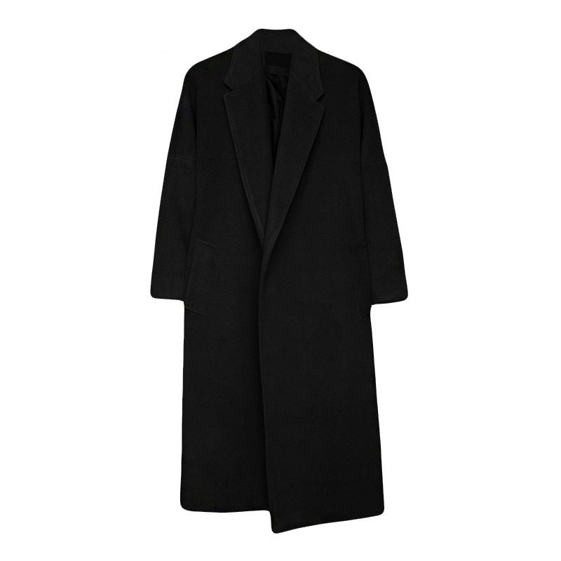 Cappotto Lungo In Lana Uomo WAIDFU – Trench Invernale Regular Fit Con 3 Bottoni – Taglia M Nero
