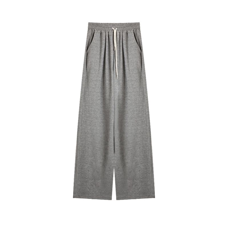 Gray Idle Style Fleece-lined Spring and Autumn Draped Casual Pants