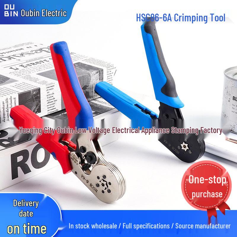 Manufacturer 6-6A European Style Tubular Terminal Crimping Pliers for Wire & Insulation, Manual Tool.