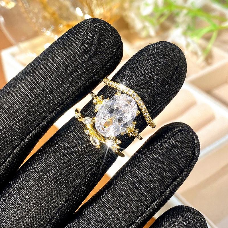 Huitan Set 3 Inele Culoare Aur pentru Femei Accesorii Estetice Nuntă Logodnă Petrecere Temperament Inele pentru Doamne Bijuterii Nou