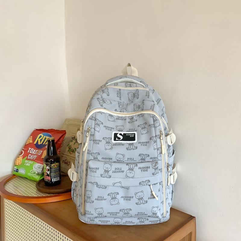 Student Schoolbag Female Junior High School Large Capacity Backpack Bear Schoolbag