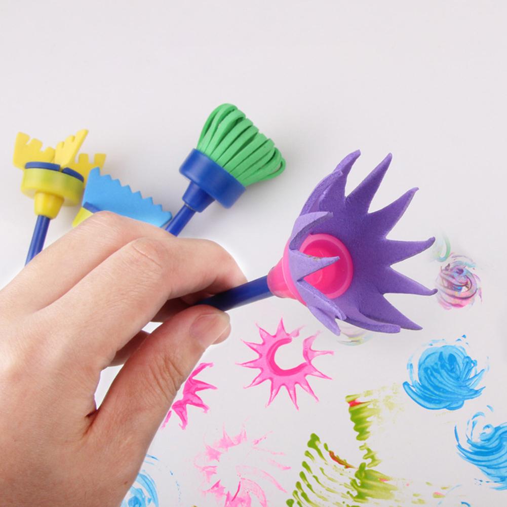 4pcs/set DIY Children Painting Sponge Brush Rotation Sponge Head Brush