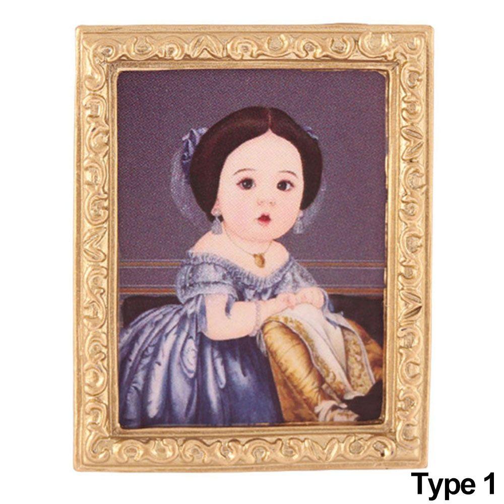 Retro Frame Scene Model Miniature Pictures Dollhouse Oil Painting Wall Mural Dolls Accessories