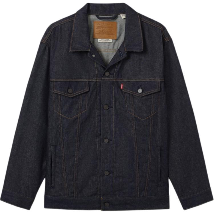 

Levis Куртка джинсовая женская свободного кроя, простая и универсальная, с лацканами, длинными рукавами, цвет джинсово-синий A9155-0014 L