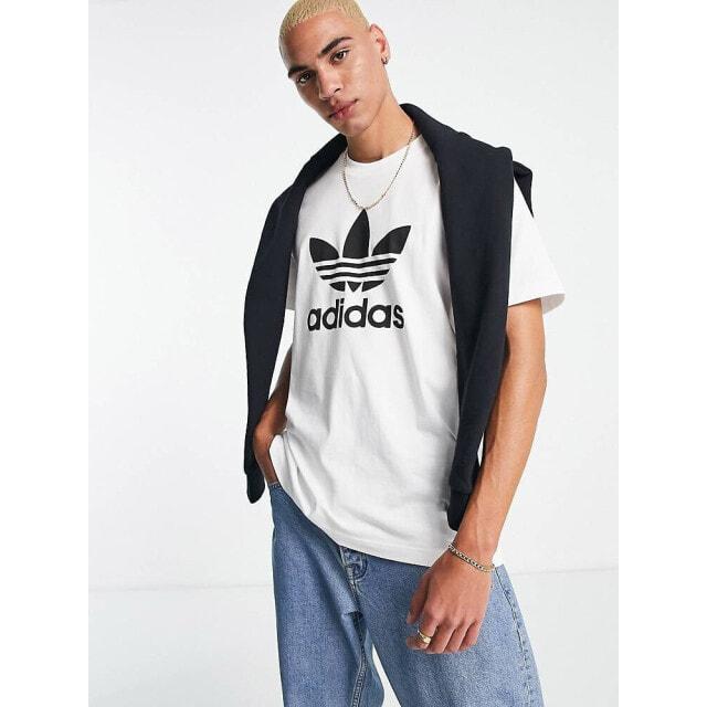 

Белая футболка с крупным логотипом adidas Originals adicolor