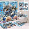 31Style 4Pcs Funny Shower Curtains Bathroom Curtain With Hooks Decor Waterproof Cat Dog 3d Bath 180*180cm Creative Personality Shower Curtain