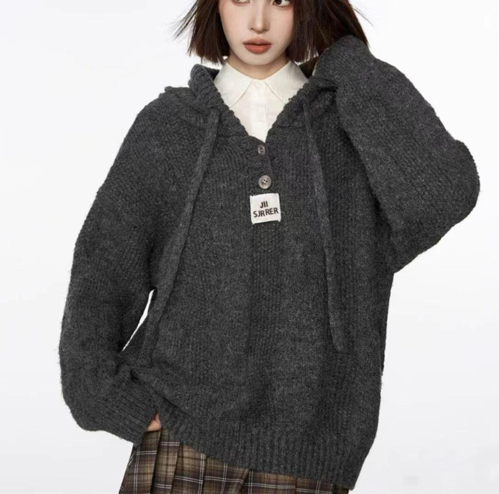 Cozy Loose Hooded Sweater - Korean Style Autumn/Winter Knit Top