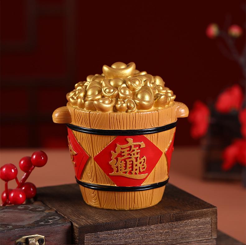 Fortune Piggy Bank: God of Wealth Pen Holder & Flower Arrangement - Lucky Bag Decor, Office Storage, New Year Gift