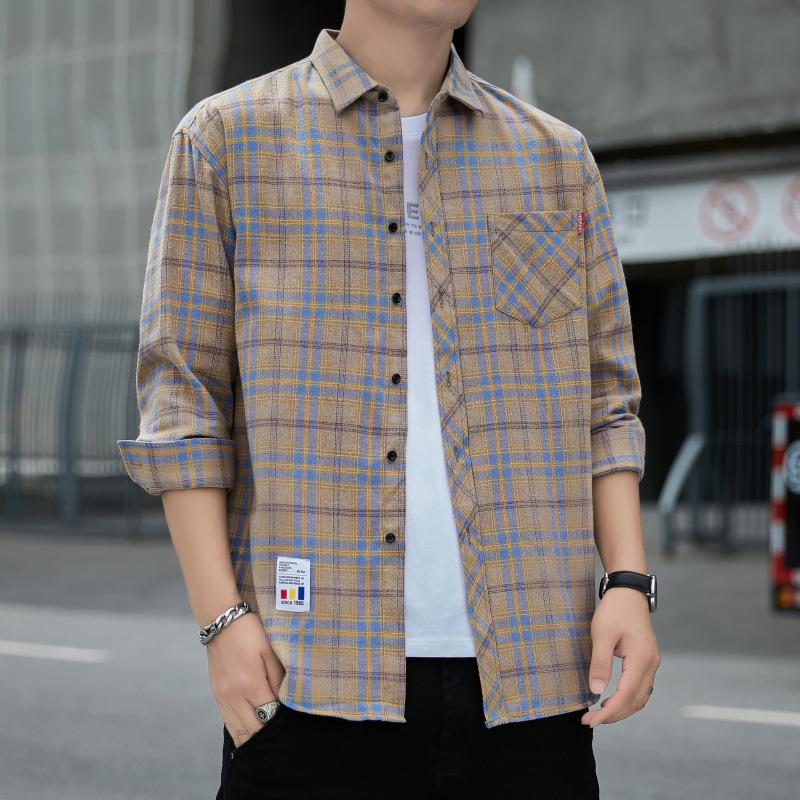 2024 Herr Casual Långärmad Rutig Skjortjacka