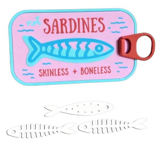Tragbarer Schmuckorganizer Sardinenbüchse mit Fischgräten-Trennwänden, Kompaktes Mini-Reisebehälter-Etui, Aufbewahrung für Ringe, Ohrringe, Halsketten für Frauen, Klein 3pcs E