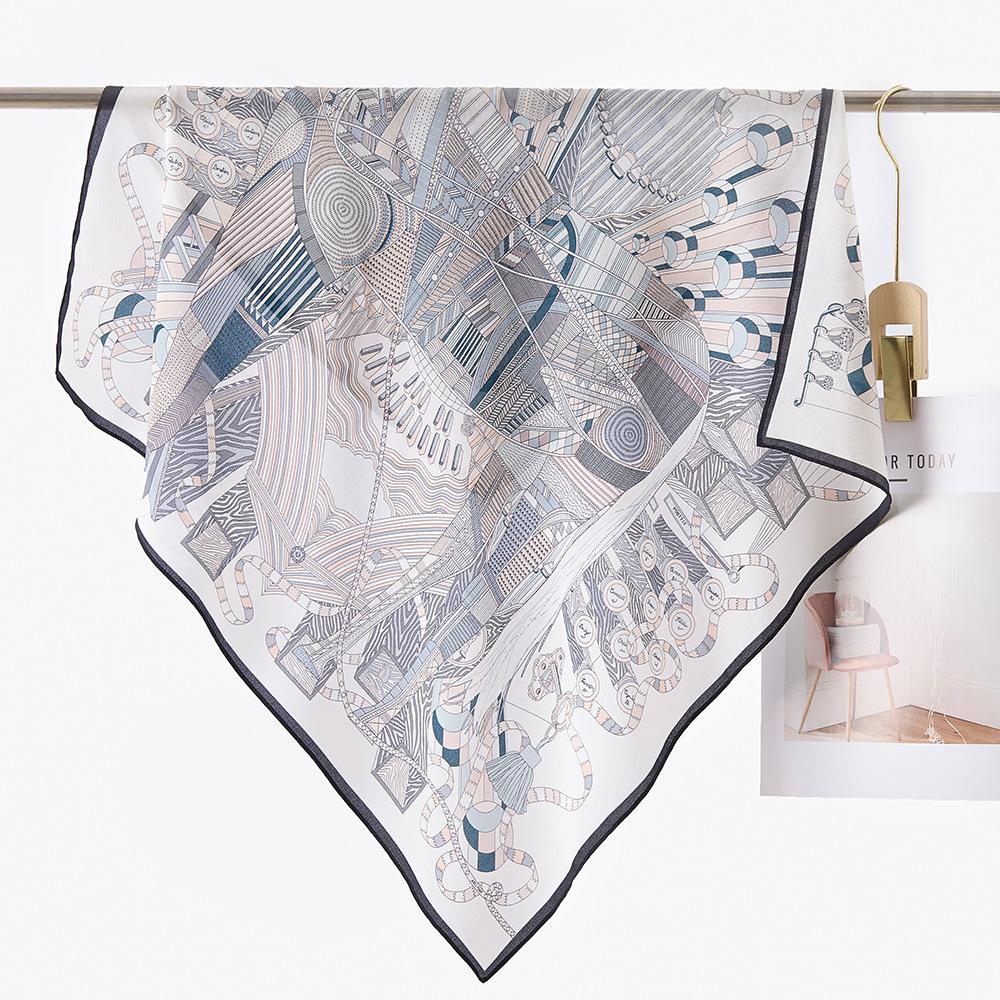 Silk Double Crepe Silk Scarf Women's Spring Fashion Versatile 70 Medium Square Scarf Sunscreen Multifunctional 100% Mulberry Silk Scarf