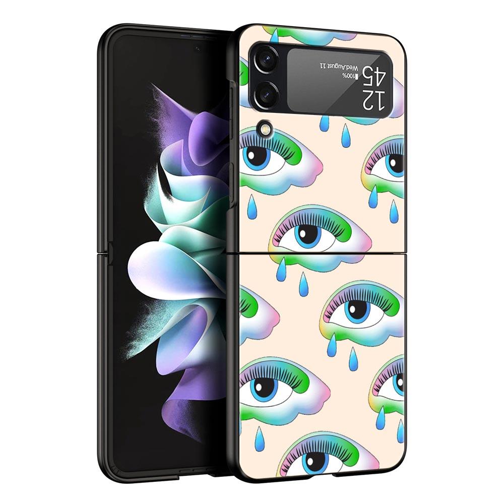 Fashion Eyelashes Eyes Hard PC Phone Case For Samsung Galaxy Z Flip 7 6 5 4 Black Cover For Galaxy Z Flip3 Foldable Fundas Shell