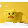 Bol Ramen Rață Drăguță 900/1200ml cu Capac Oțel Inoxidabil Kawaii Strat Dublu Bucătărie Tăiței Salată Fructe Orez Supă Veselă