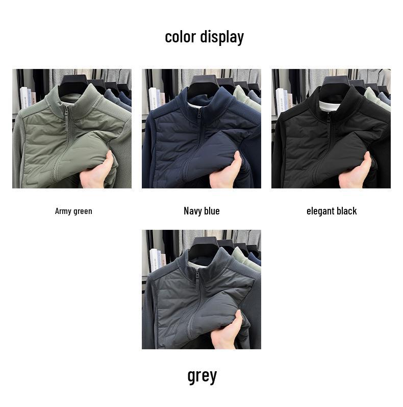 Men's Lightweight White Duck Down Jacket, Stand Collar, Thick, Warm Fleece, for Autumn and Winter.