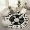 Vintage Schallplatten Flanell-bedruckte runde Fußmatten sind rutschfest Geeignet Wohnzimmer Schlafzimmer Terrasse Garten Teppiche
