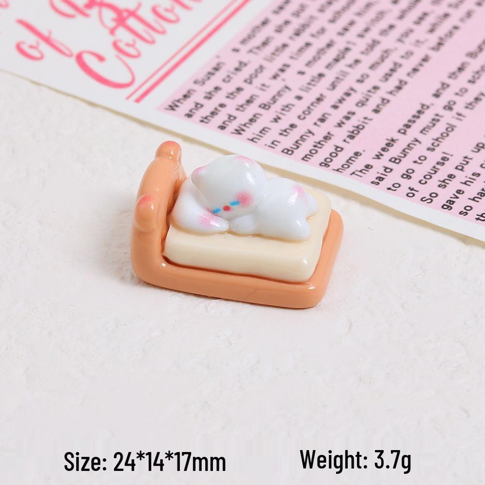3D Lying Cat DIY Hair Clip Kit - Cream Glue & Resin Accessories