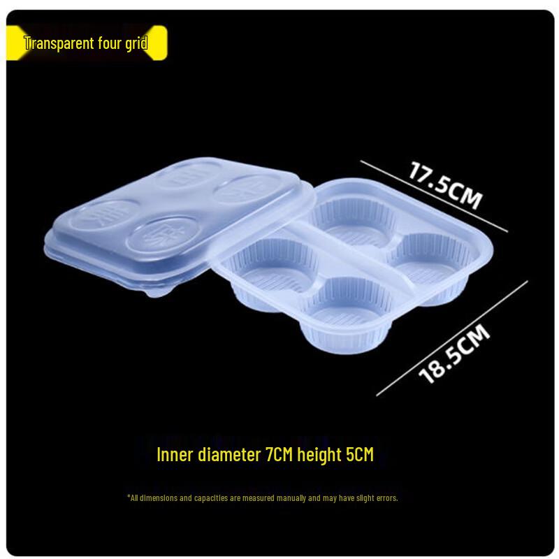 Transparent Rectangular 4-Compartment Takeaway Food Containers