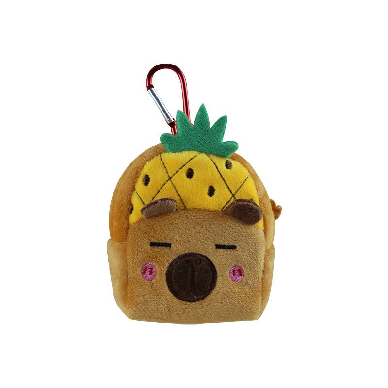 Capibara Fruit Hat Coin Purse Cartoon Fruit Version Capybara Coin Purse Plush Small Backpack Schoolbag Pendant