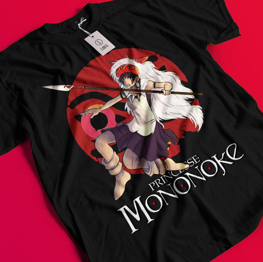 

Princess Mononoke T-Shirt Hayao Miyazaki Studio Ghibli Gift Black Shirt All Size BB812 XL
