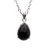 [GOLD STONE] Morion Necklace, Teardrop Drop, Natural Stone Pendant, Black Quartz, Genuine, Silver925 Surgical Stainless Steel Chain Included,