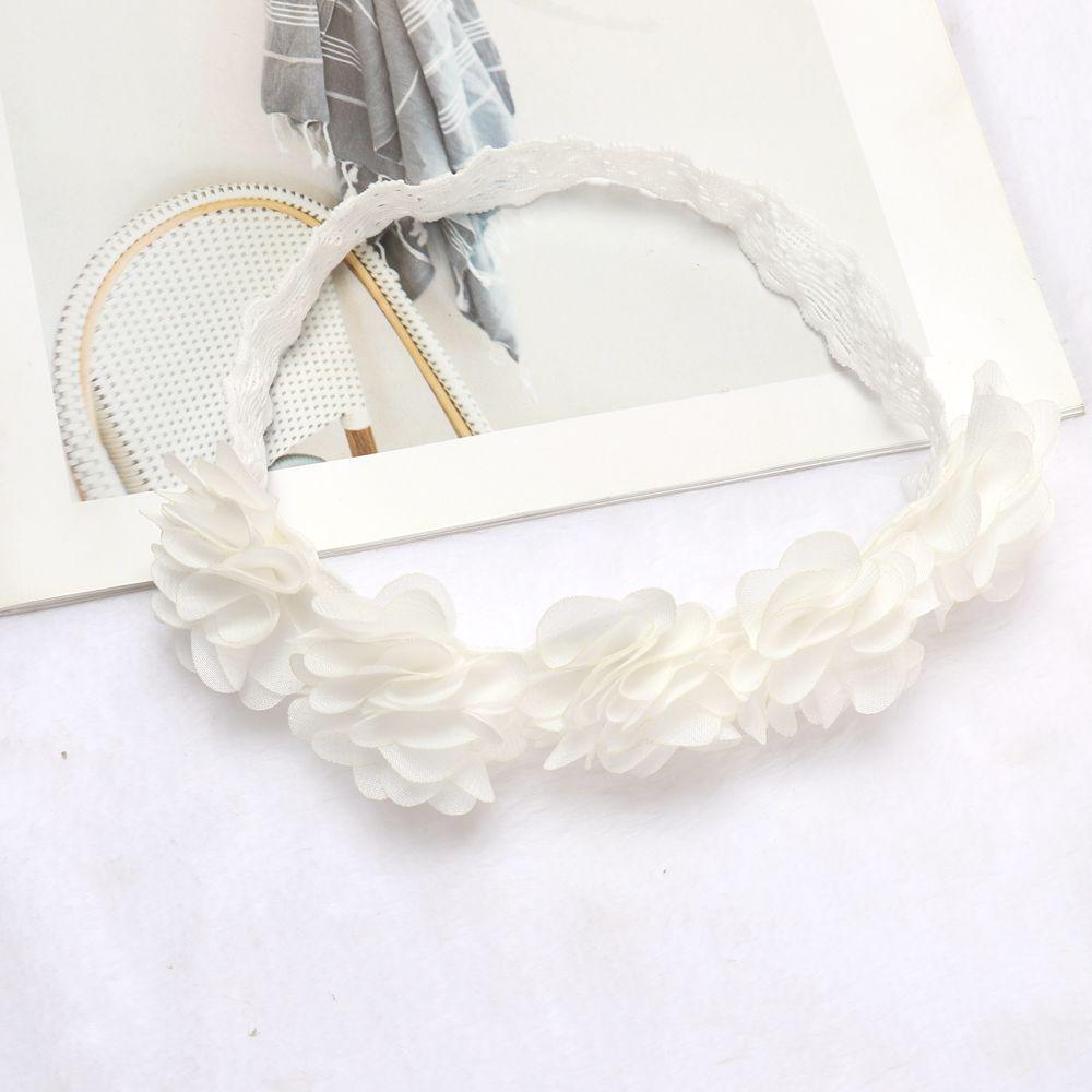 New Korean Style Women's Polyester Chiffon Flower Lace Headband 10cm Hair Accessory for Gift